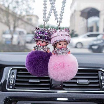 Підвіска Monchhichi зі стразами та хутром Персиковий колір 1000127 фото
