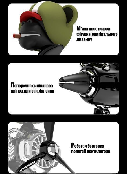 Багаторазовий ароматизатор в машину мавпа Bobblehead чорний 1000147 фото
