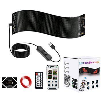 Гибкий автомобильный LED-экран 120x595 мм (16x96 px) с Bluetooth-управлением и пультом ДУ 1000244 фото