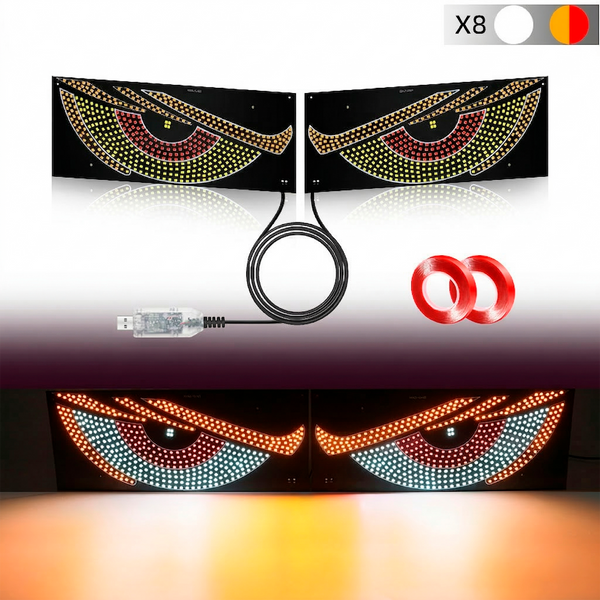 Светодиодная автомобильная панель "Devil's Eye", 30x12 см, 12 режимов, USB 5V, Бело-красный цвет 1000247 фото