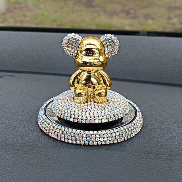 Автомобільний ароматизатор на торпеду ведмедик у стразах Золотий 1000165 фото