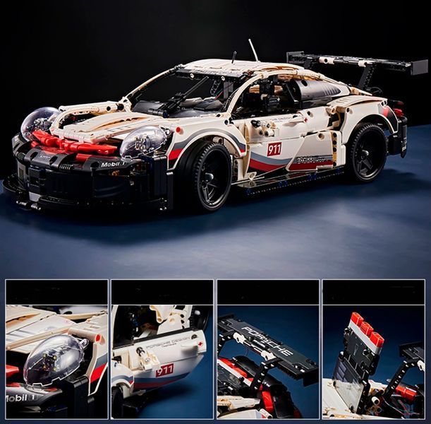 Конструктор машинка Porsche 911 RSR Technic, 1631 деталей, совместимый с LEGO, технический набор 1000234 фото